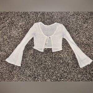SHEIN White Crochet Flare Sleeve Crop Top